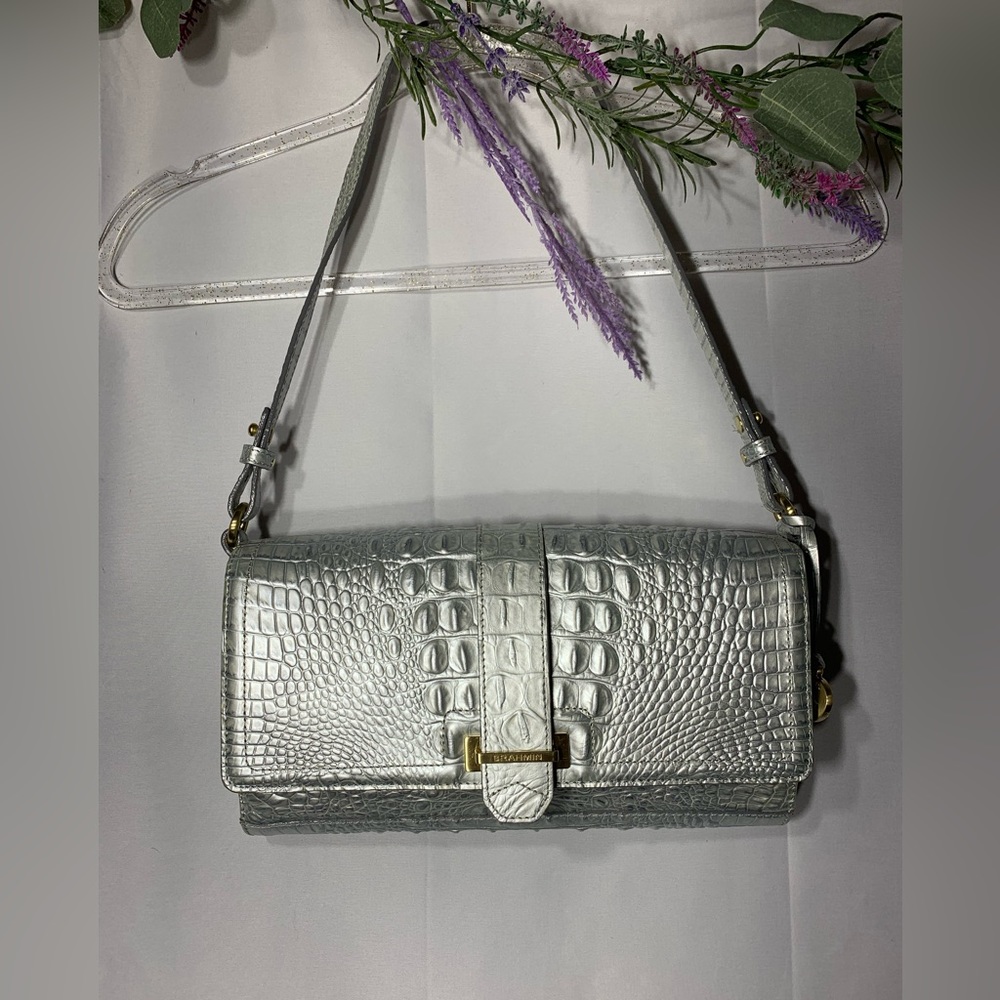 Brahmin Silver Melbourne Shoulder Bag EUC